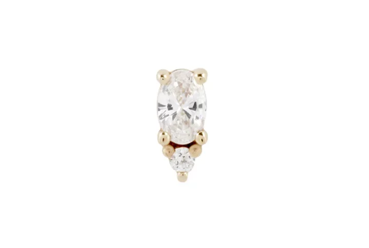 Desden CZ Threadless End – Buddha Jewelry – massief 14k goud met ovale en ronde Swarovski CZ