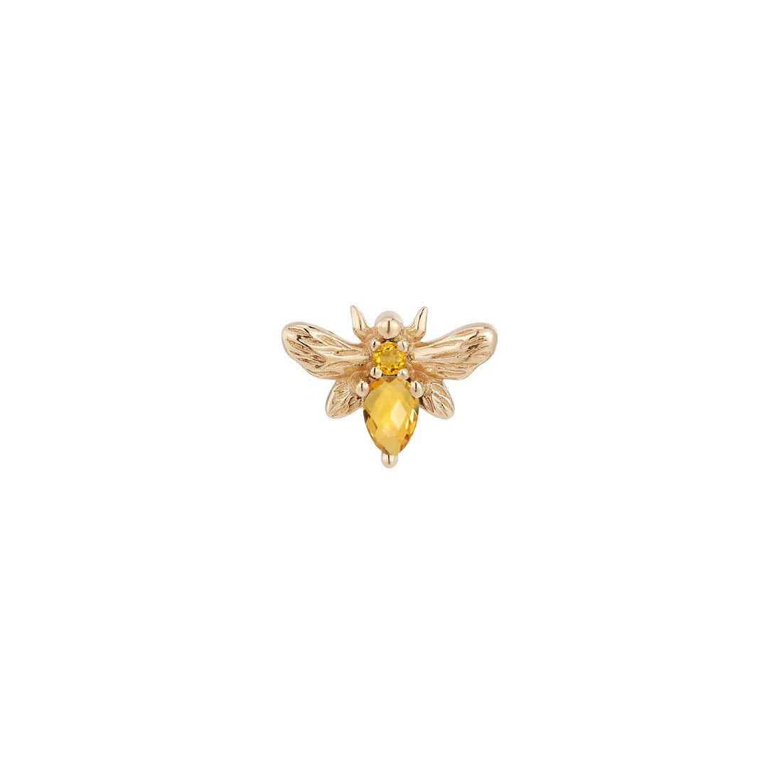 Bee Chic Citrine Threadless End van Buddha Jewelry in 14k geelgoud met Citrine, verkrijgbaar bij Piercing Studio Dodeka in Tilburg