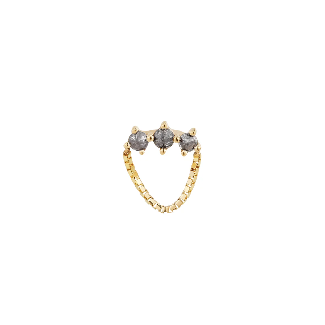 Halston Reverse Set Grey Diamond Threadless End van Buddha Jewelry in 14k goud met Grey Diamonds, verkrijgbaar bij Piercing Studio Dodeka in Tilburg"