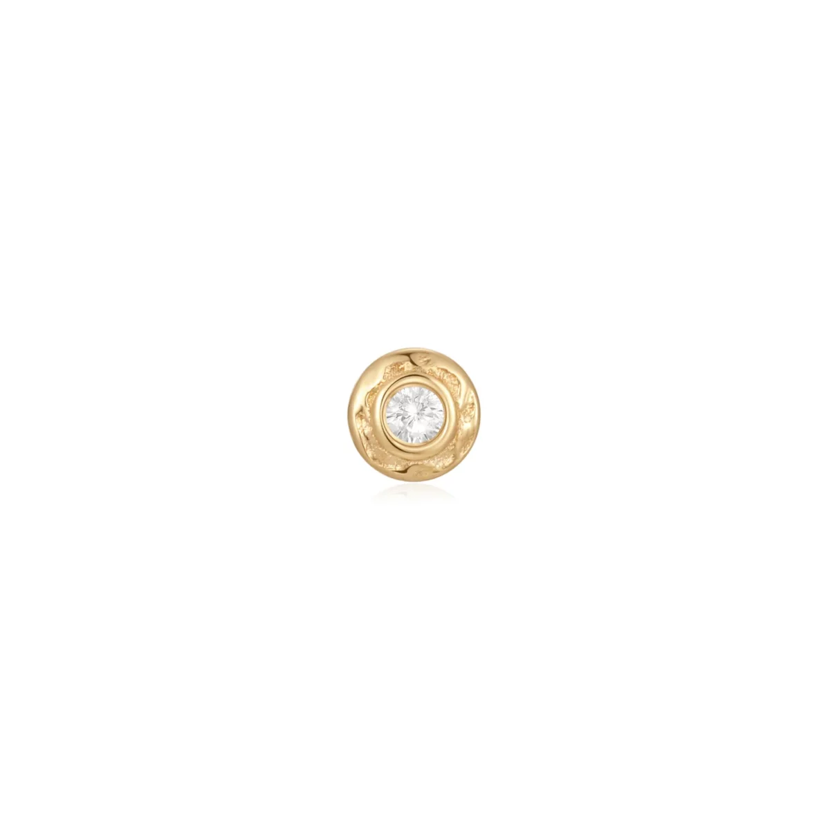 Ember Rocco Threadless End van 14-karaats goud met witte CZ, verkrijgbaar bij Piercing Studio Dodeka in Tilburg