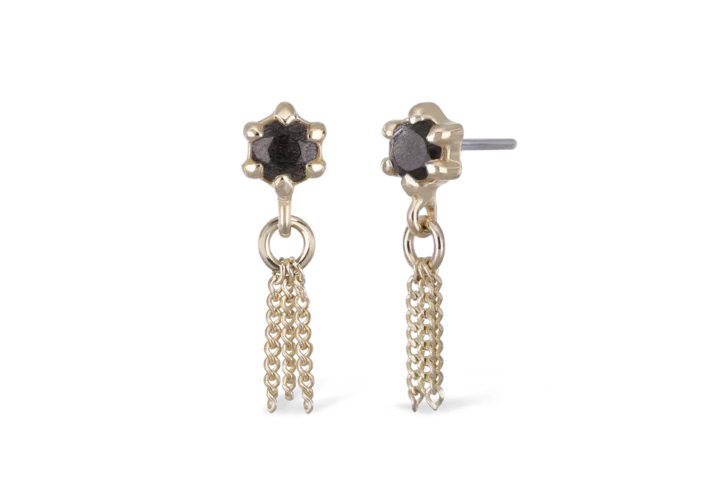 Starlet 14K gouden black labradoriet chain tassel piercing