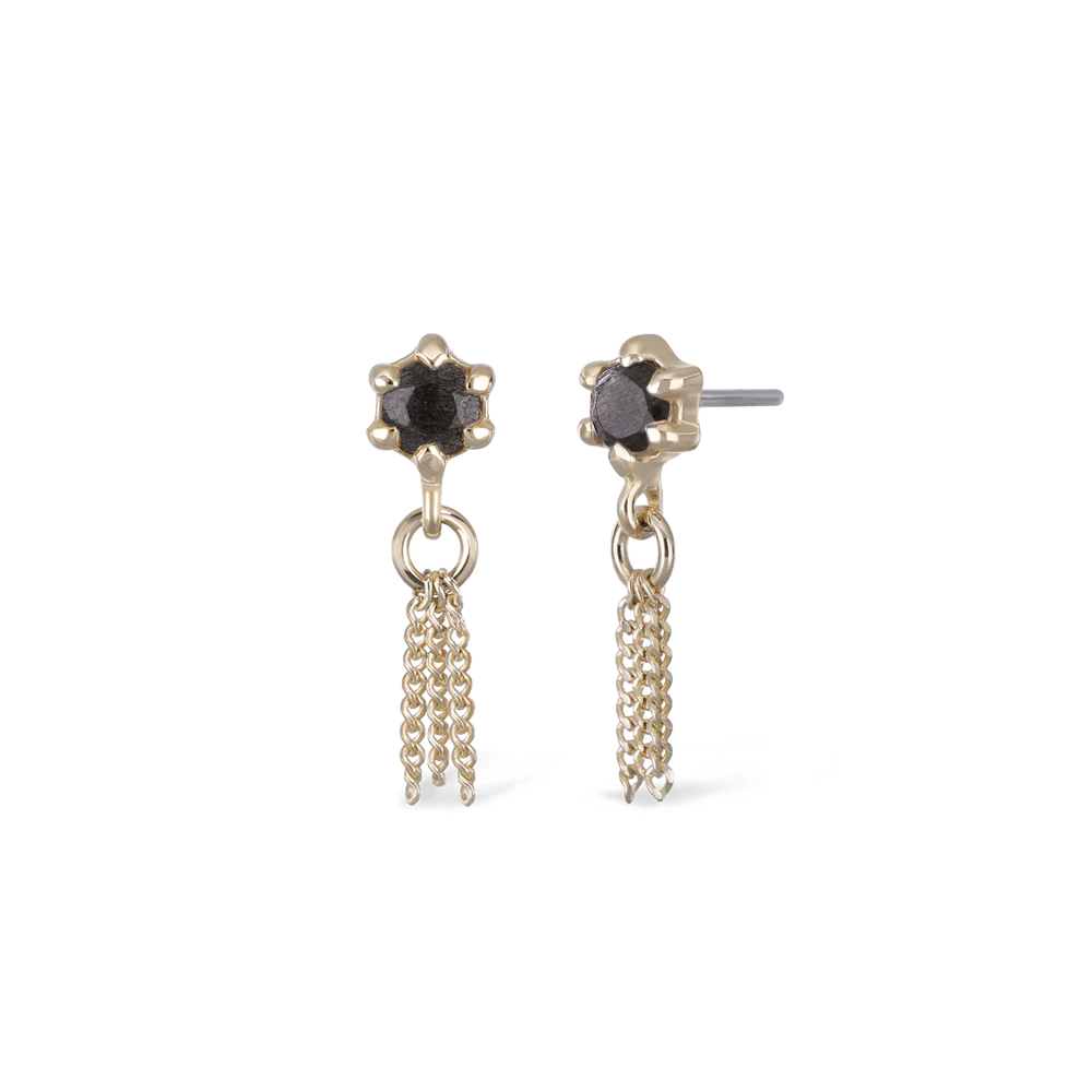 Starlet 14K gouden black labradoriet chain tassel piercing